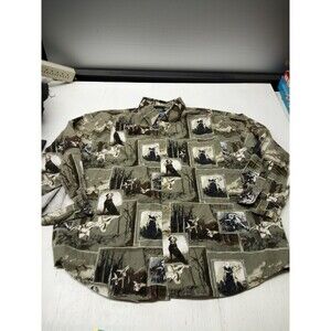 Summa Outdoor Mens Size XXL Green Dog Bird Hunting Print Long Sleeve Shirt